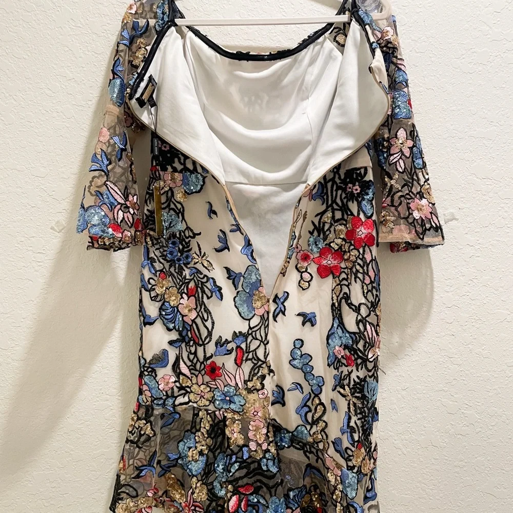 🌹🆕 Alexia Admor Embroidered fit and flare Sequin Formal Wedding Dress Size 10 - Picture 12 of 16